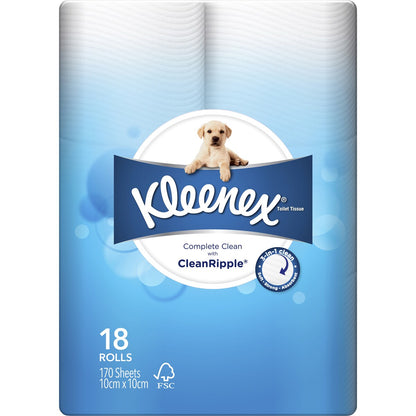 Kleenex Cleanripple Toilet Tissue White 18 Pack