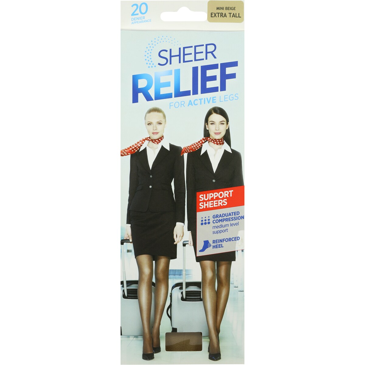 Bonds Sheer Relief Pantyhose Control Support Beige Extra Tall Each