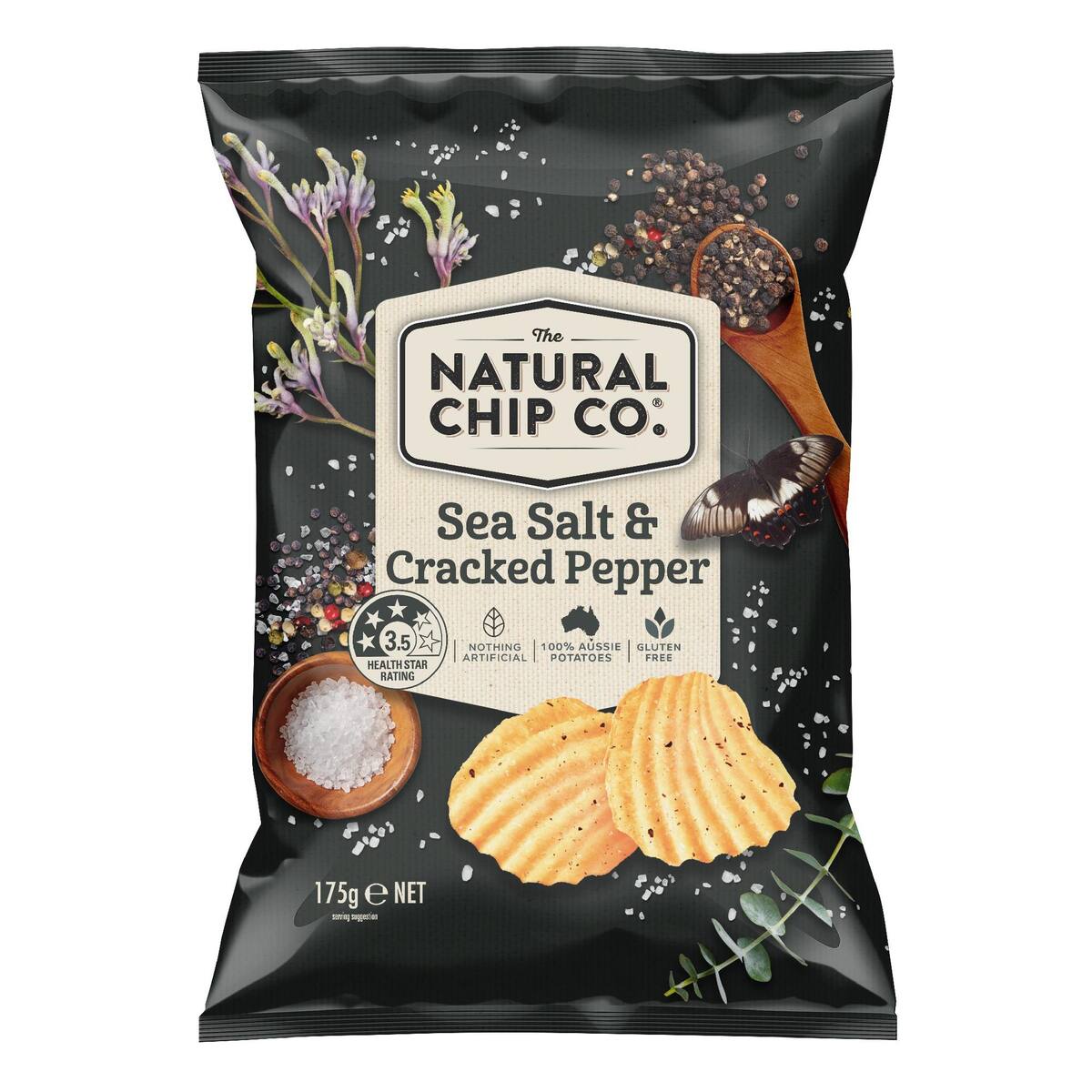 The Natural Chip Co Sea Salt & Cracked Pepper 175g