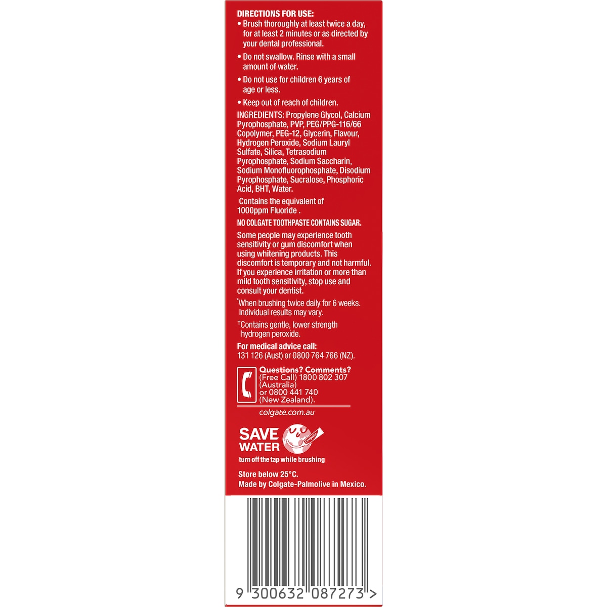 Colgate Optic White Teeth Whitening Toothpaste High Impact 85g