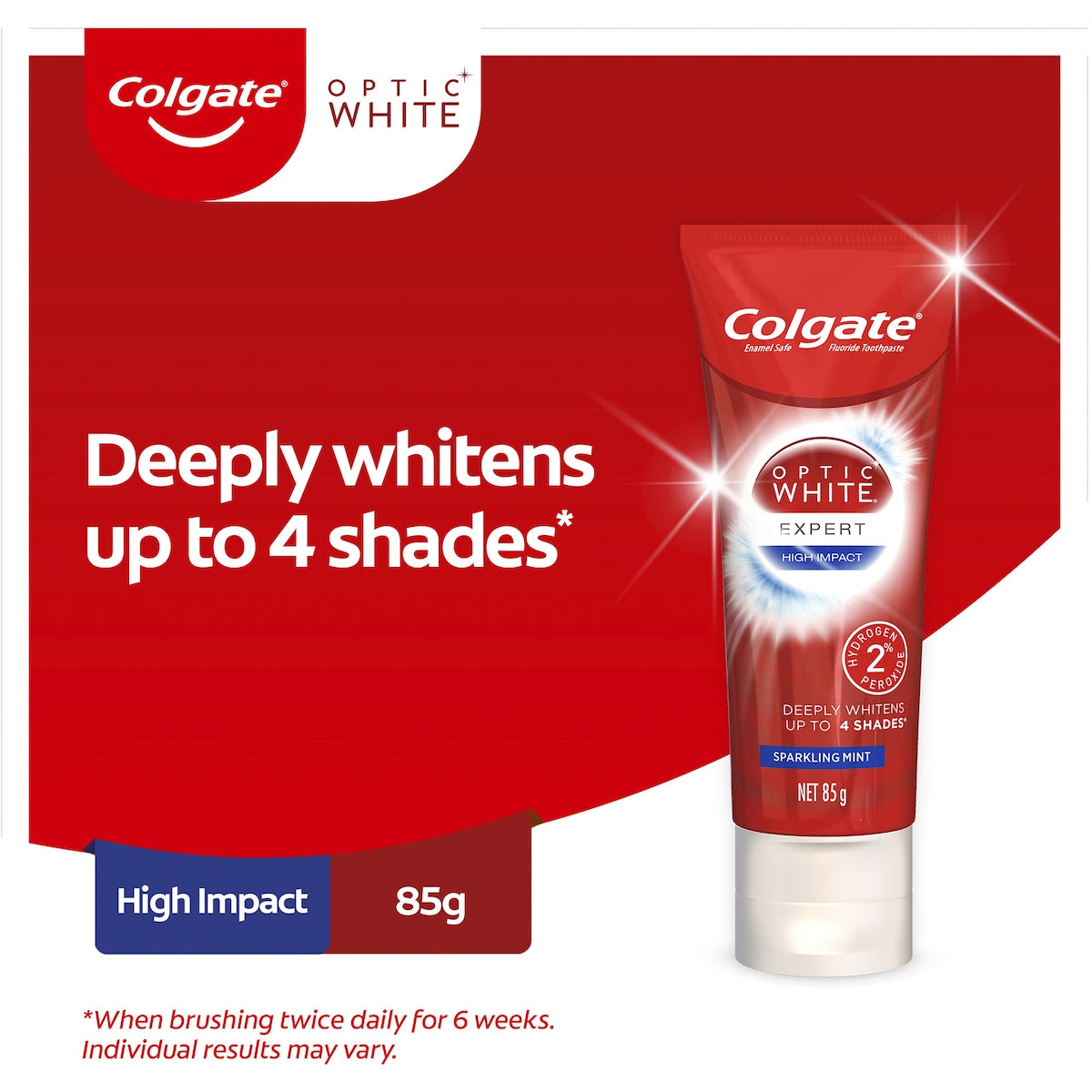 Colgate Optic White Teeth Whitening Toothpaste High Impact 85g