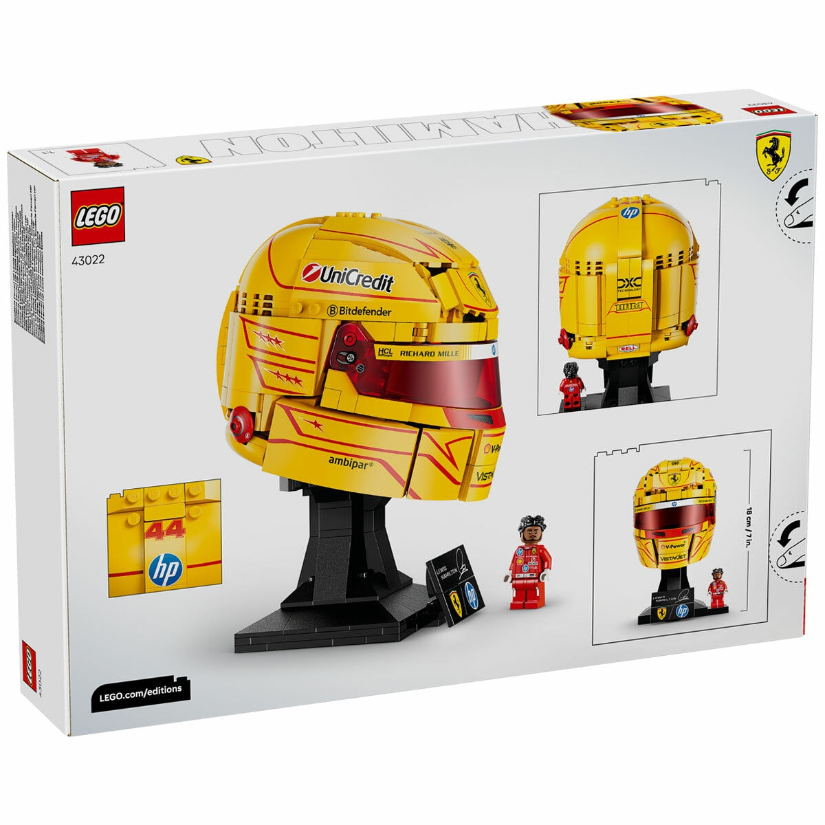 Lego F1 Lewis Hamilton Helmet Building Set Modena Yellow 43022 884 Pieces