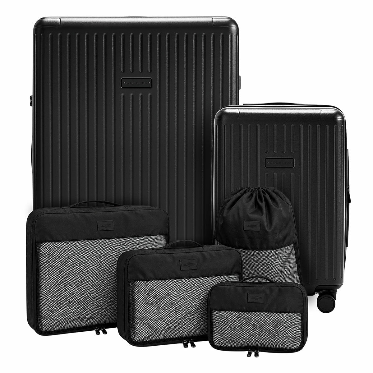 Globite 2-Piece Luggage Set with 4 Packing Cubes Black Polycarbonate