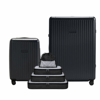 Globite 2-Piece Luggage Set with 4 Packing Cubes Black Polycarbonate