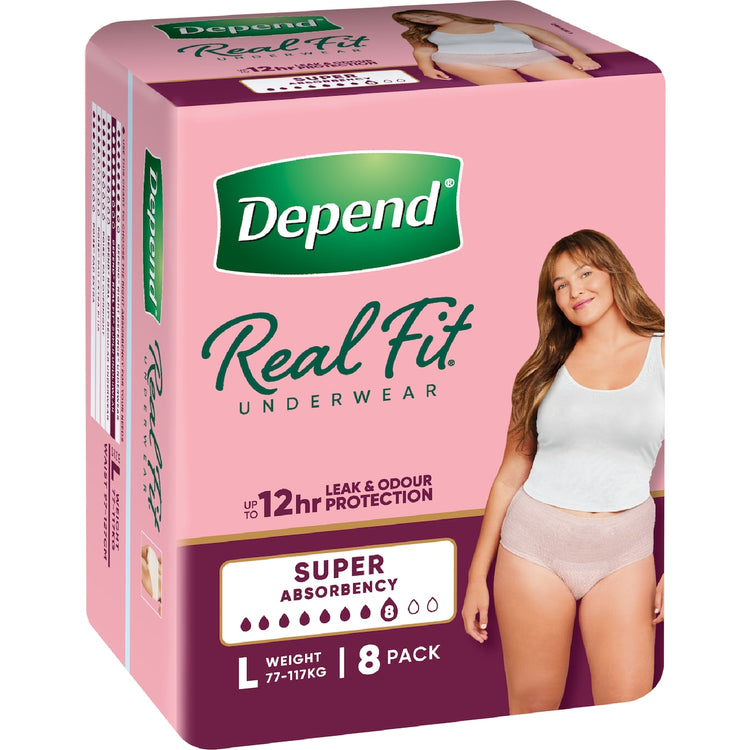 Depend Real Fit Super Incontinence Underwear For Women Large 8 Pack