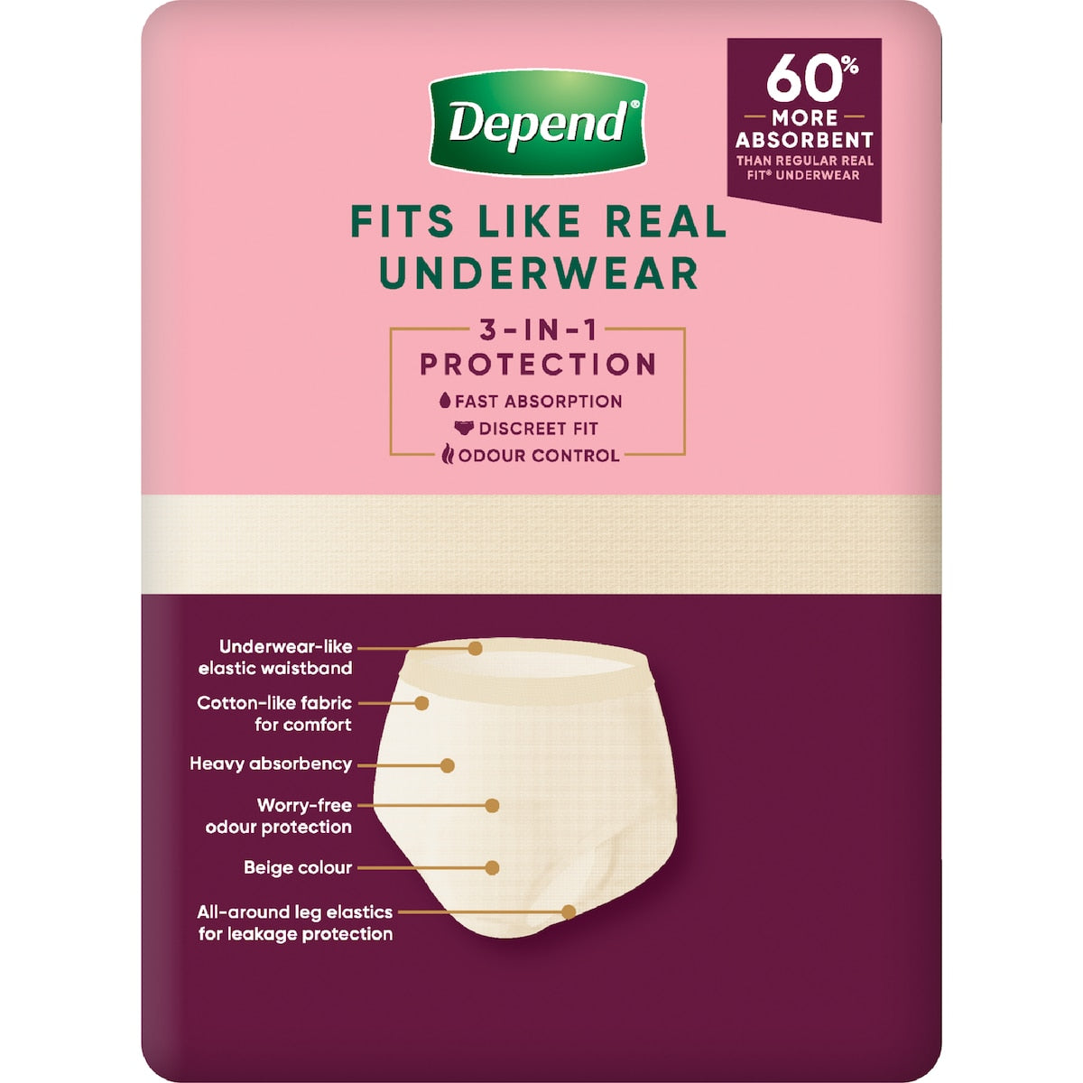 Depend Real Fit Super Incontinence Underwear For Women Large 8 Pack
