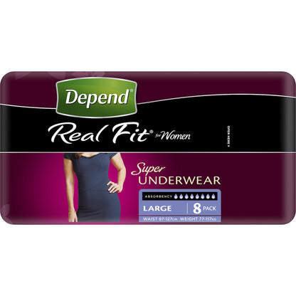 Depend Real Fit Super Incontinence Underwear For Women Large 8 Pack