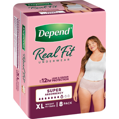Depend Real Fit Super Incontinence Underwear For Women X-large 8 Pack