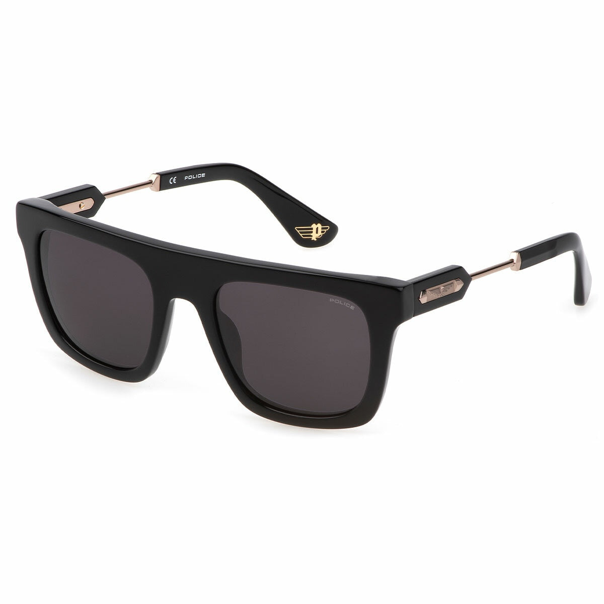 Police Men's Sunglasses SPLF71 53700Y Black Smoke Acetate Square