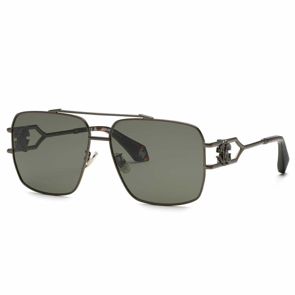 Roberto Cavalli SRC131 610568 Square Sunglasses Gunmetal Green Metal
