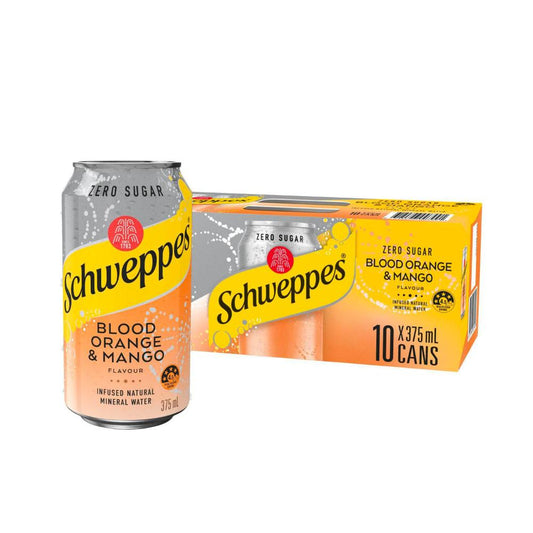 Schweppes Zero Sugar Blood Orange Infused Mineral Water Cans Multipack 10x375ml
