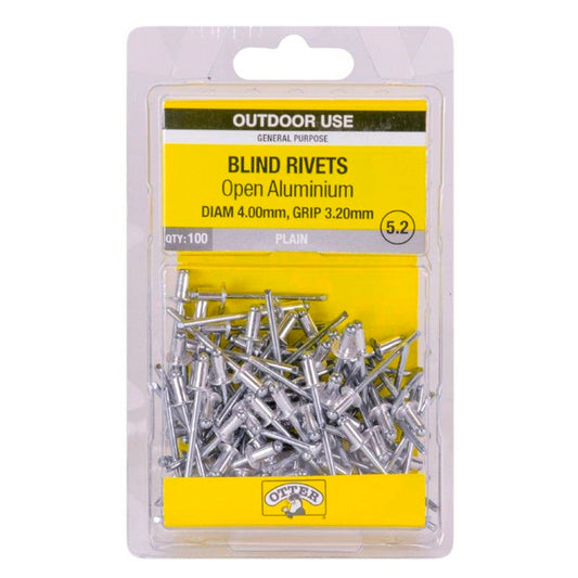 Otter Open Aluminium Blind Rivets - 4 x 3.2mm - 100 Pack