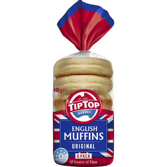 Tip Top English Muffins Original Bakery 6 Pack