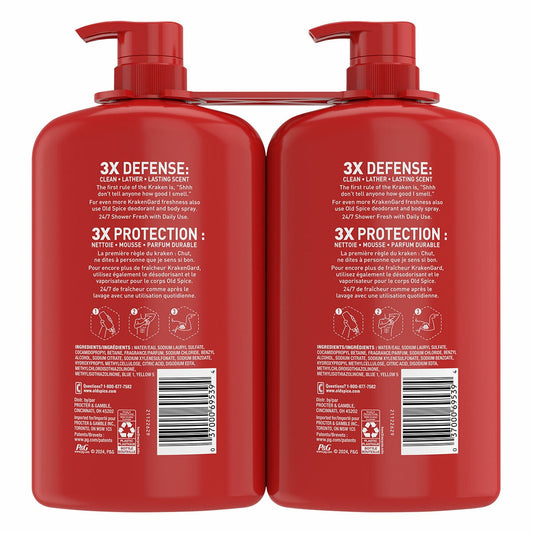 Old Spice Krakengard Body Wash Long-Lasting Scent 2 x 987mL