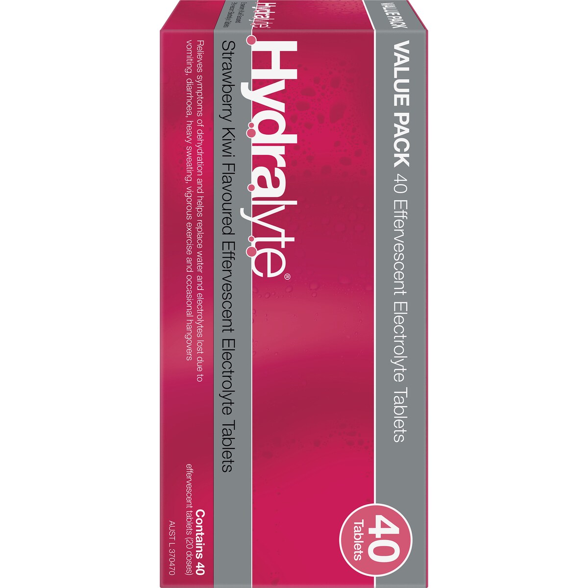 Hydralyte Effervescent Electrolyte Tablets Strawberry Kiwi 40 Pack