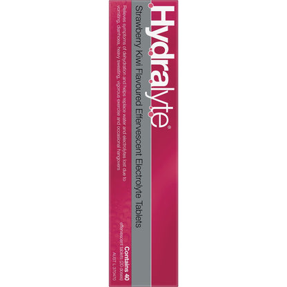 Hydralyte Effervescent Electrolyte Tablets Strawberry Kiwi 40 Pack