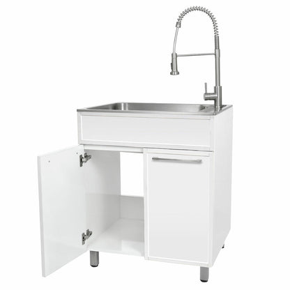 Presenza Slim Shaker Cabinet Sink & Chef Faucet QL022AU Matte White 72cm