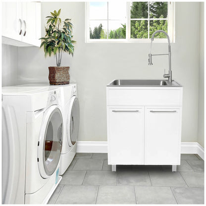 Presenza Slim Shaker Cabinet Sink & Chef Faucet QL022AU Matte White 72cm