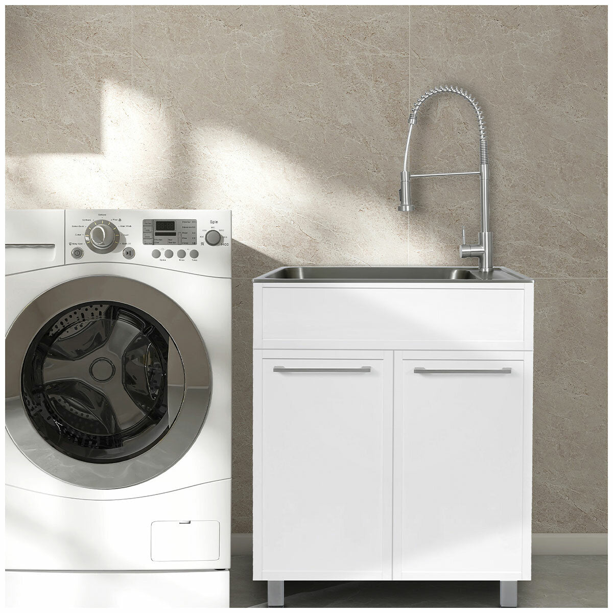 Presenza Slim Shaker Cabinet Sink & Chef Faucet QL022AU Matte White 72cm
