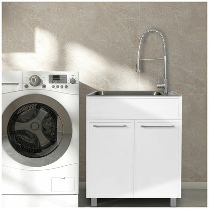 Presenza Slim Shaker Cabinet Sink & Chef Faucet QL022AU Matte White 72cm