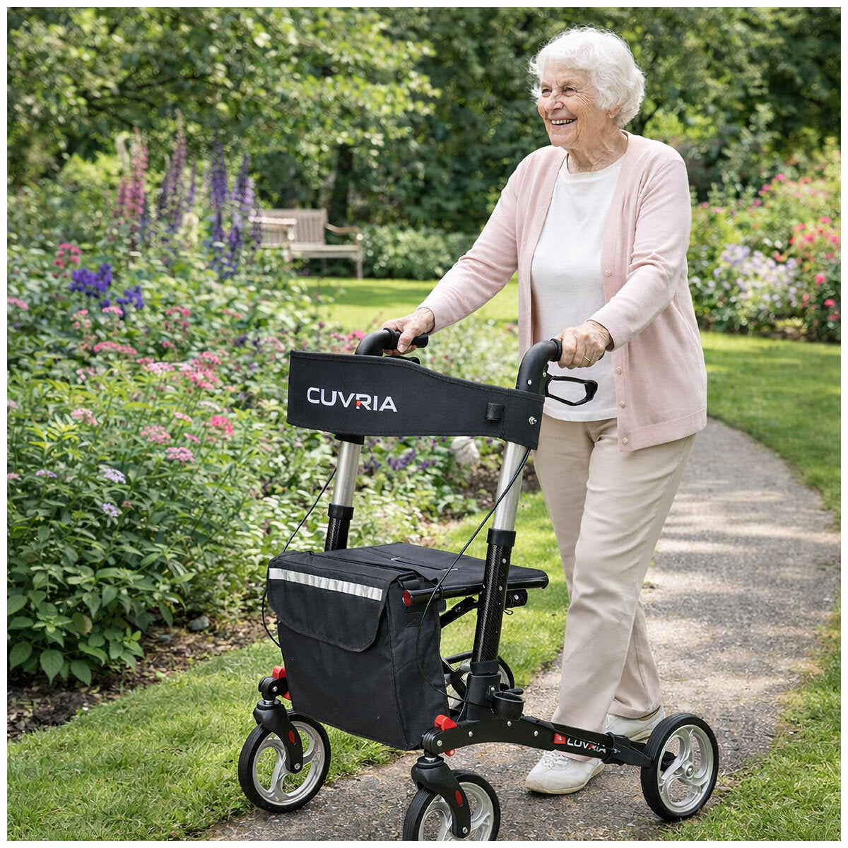 Cuvria Rollator Carbon Fibre Print Wheel Lightweight Aluminium 20.3cm