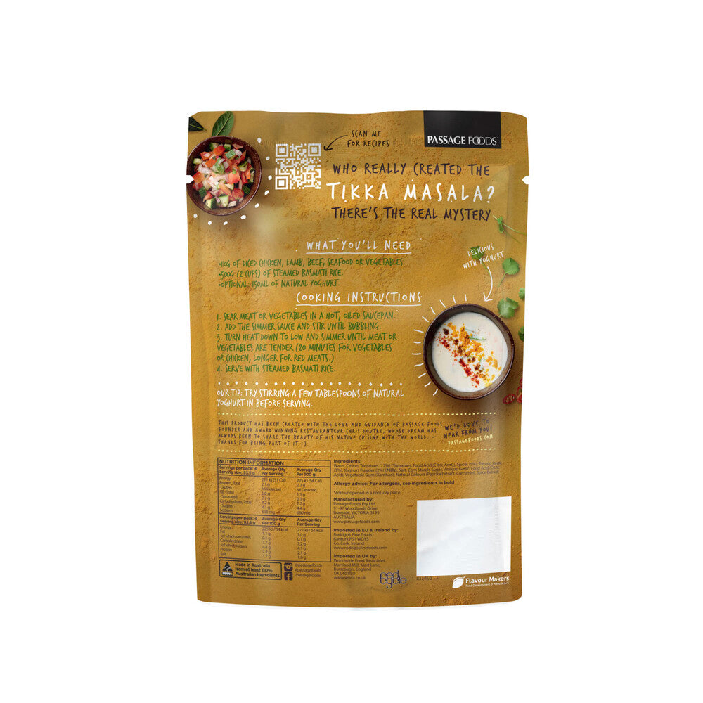 Passage Foods Passage To India Tikka Masala Simmer Sauce Pouch - 375g