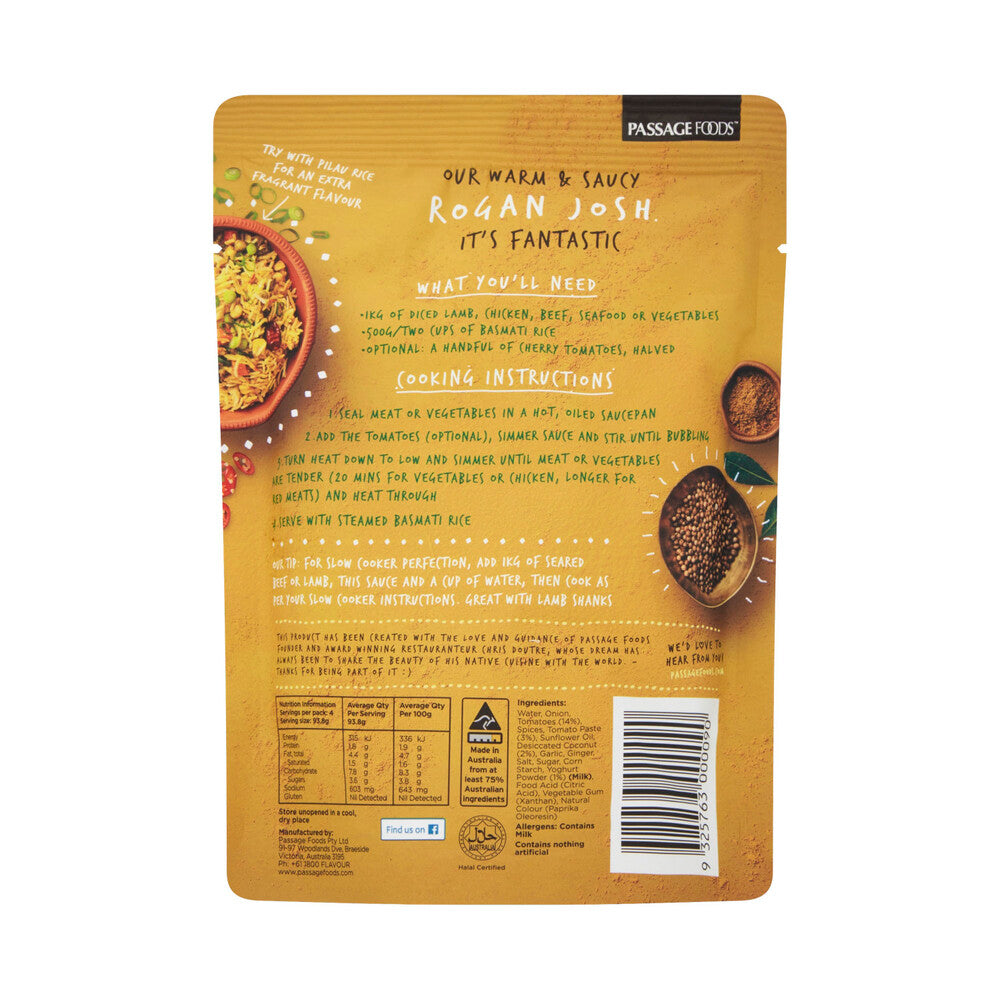 Passage Foods Passage To India Rogan Josh Simmer Sauce Pouch - 375g