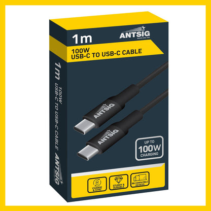 Antsig 100W USB-C to USB-C Cable - 1m - Black