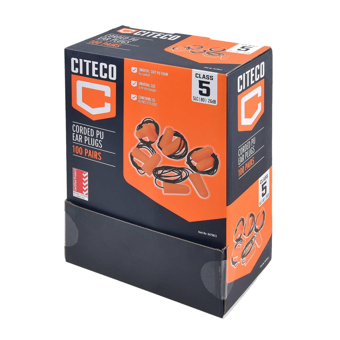 Citeco Class 5 PU Corded Ear Plugs - 100 Pairs