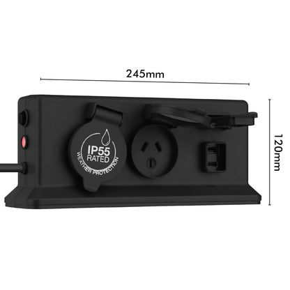 Arlec IP55 4 Outlet Weatherproof Powerboard - 1.8m - Dark Grey