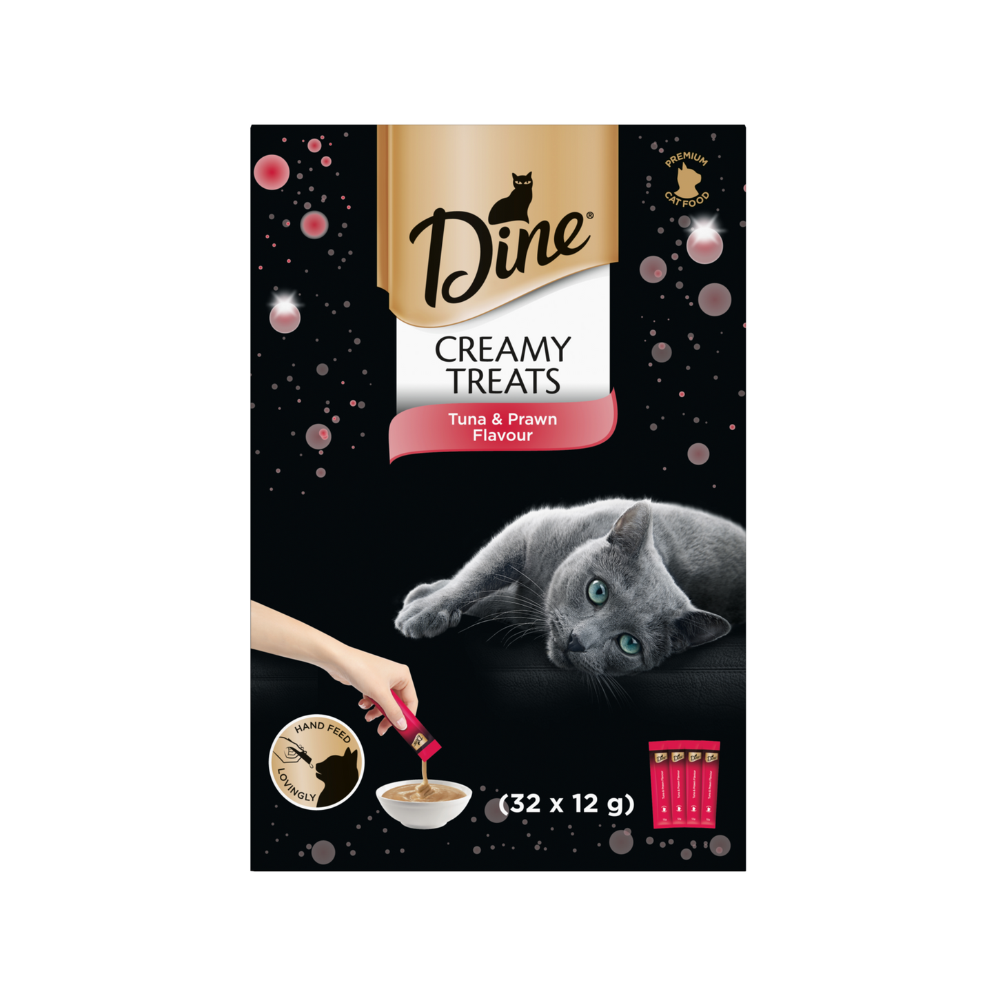 Dine Creamy Treats Tuna Prawn Flavour Cat Treats - 12g - 32 Pack