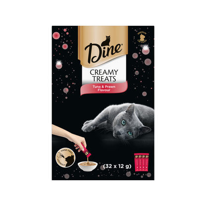 Dine Creamy Treats Tuna Prawn Flavour Cat Treats - 12g - 32 Pack