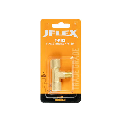 Jflex Brass Tee Piece - 1/4" BSP - 35 x 35 x 18mm