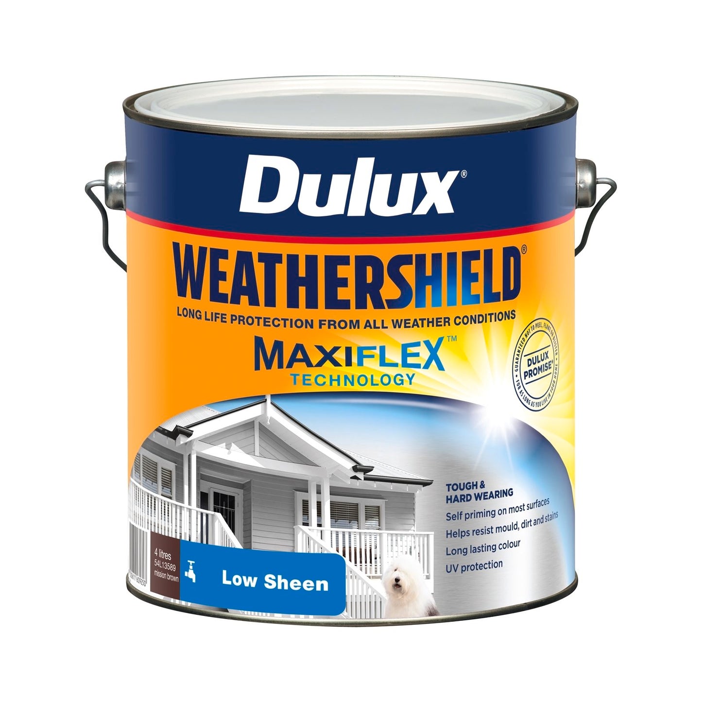 Dulux Weathershield Low Sheen Exterior Paint - 4L - Mission Brown