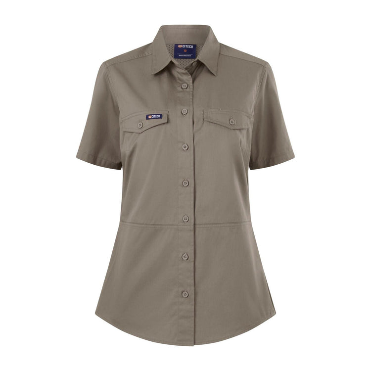 Citeco Womens Short Sleeve Shirt - Size 18 - Khaki
