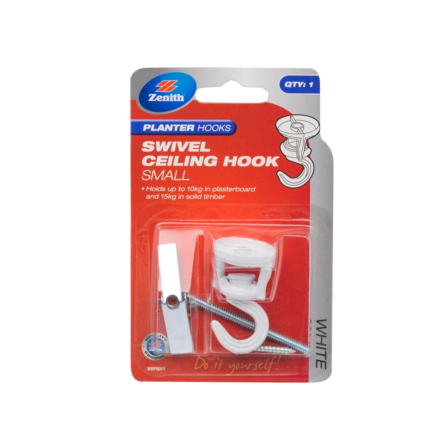 Zenith Swivel Planter Hook - 15kg - White - 1 Pack