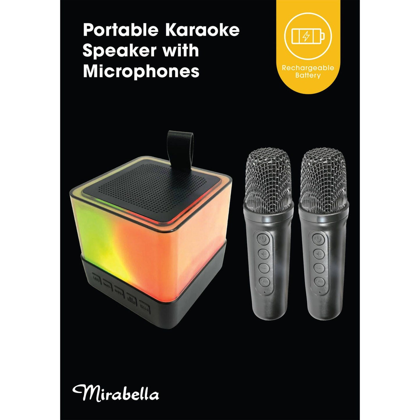 Mirabella Portable Karaoke Speaker with Microphones - 110 x 140 x 96mm