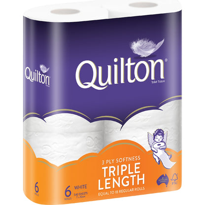 Quilton Triple Length 3 Ply Toilet Paper 6 Pack