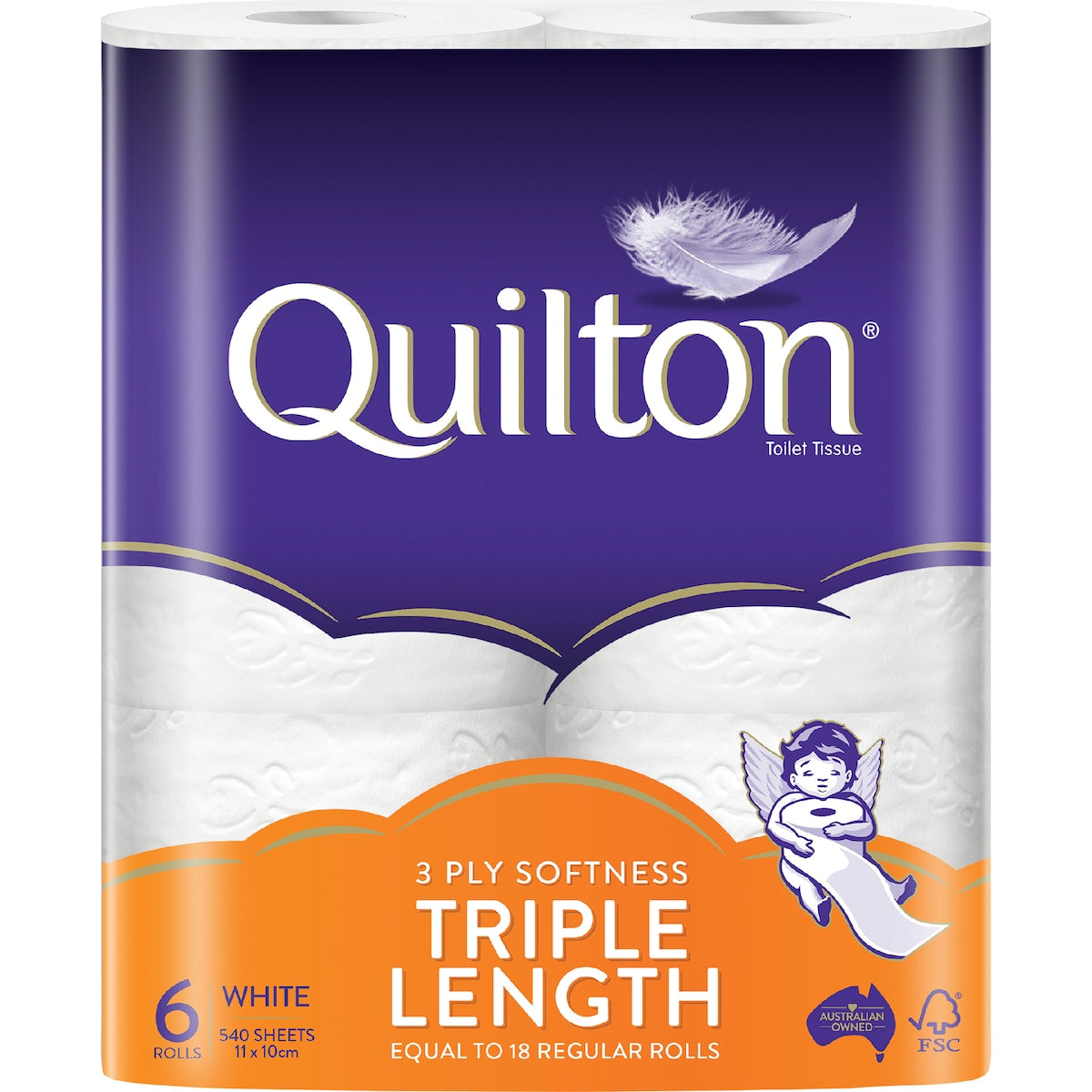 Quilton Triple Length 3 Ply Toilet Paper 6 Pack