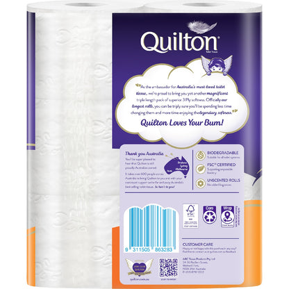 Quilton Triple Length 3 Ply Toilet Paper 6 Pack