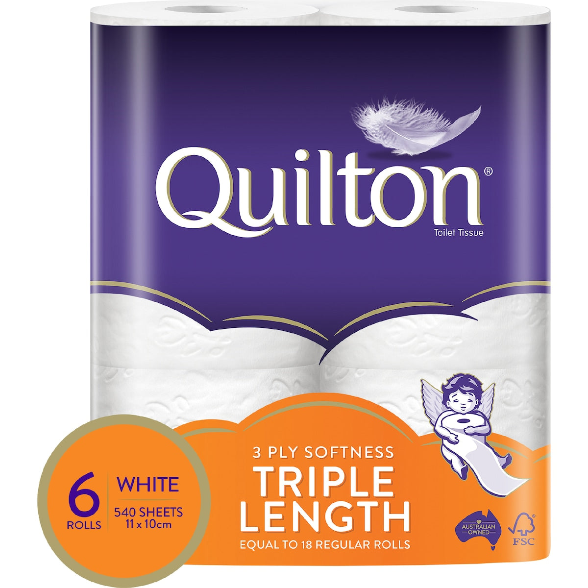 Quilton Triple Length 3 Ply Toilet Paper 6 Pack