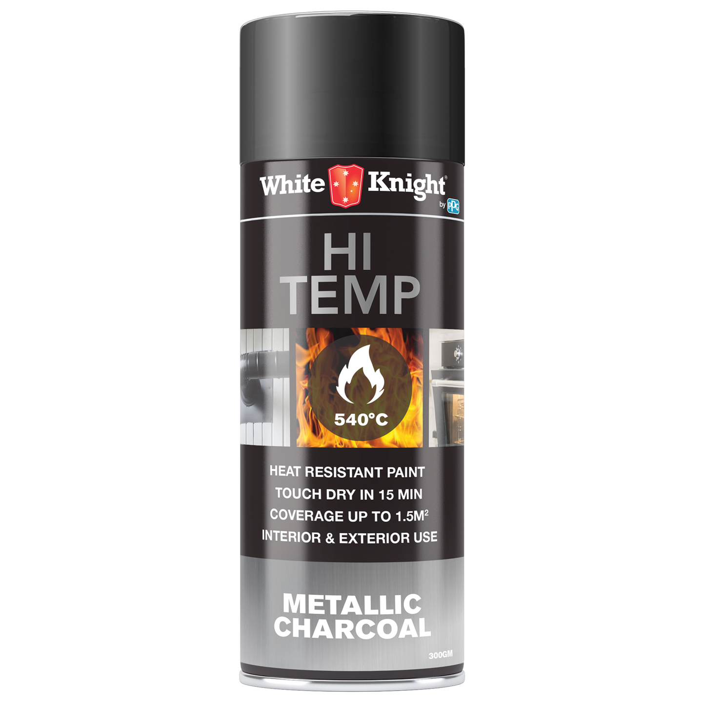 White Knight Hi Temp Spray Paint - 300g - Metallic Charcoal