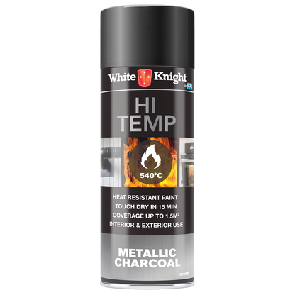 White Knight Hi Temp Spray Paint - 300g - Metallic Charcoal