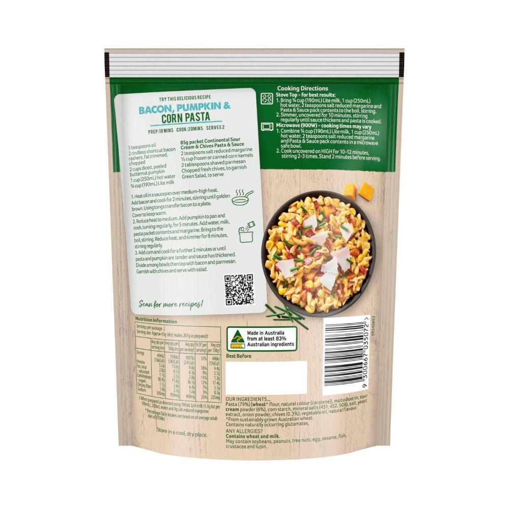 Continental Sour Cream & Chives Pasta & Sauce Serves 3 - 85g