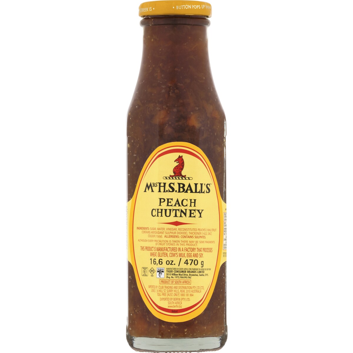 Mrs H.S. Ball's Chutney Peach 470g
