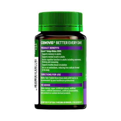Cenovis Ginkgo Biloba 2000 Memory Support Tablets - 100 pack