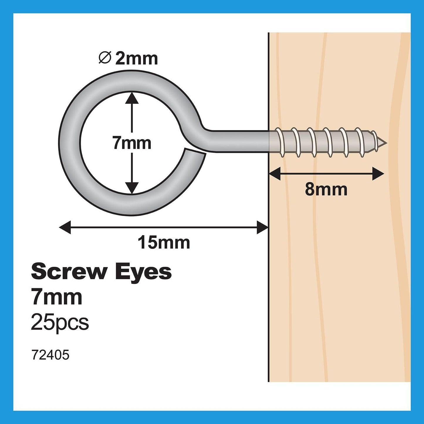 Everhang Screw Eye Hooks - 7mm - 25 Pack