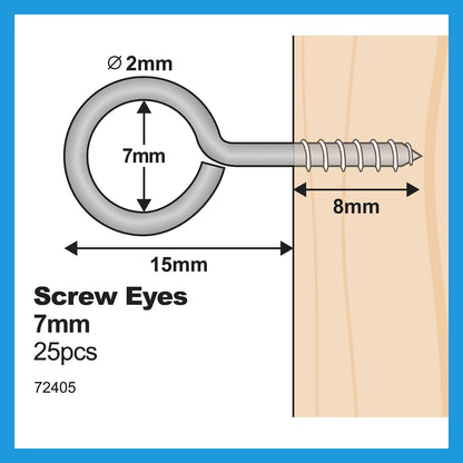 Everhang Screw Eye Hooks - 7mm - 25 Pack