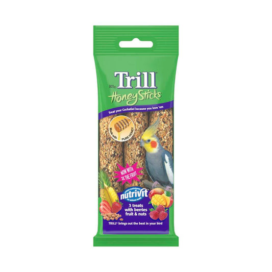Trill Honey Sticks for Cockatiels Variety Pack Bird Treat - 3 pack