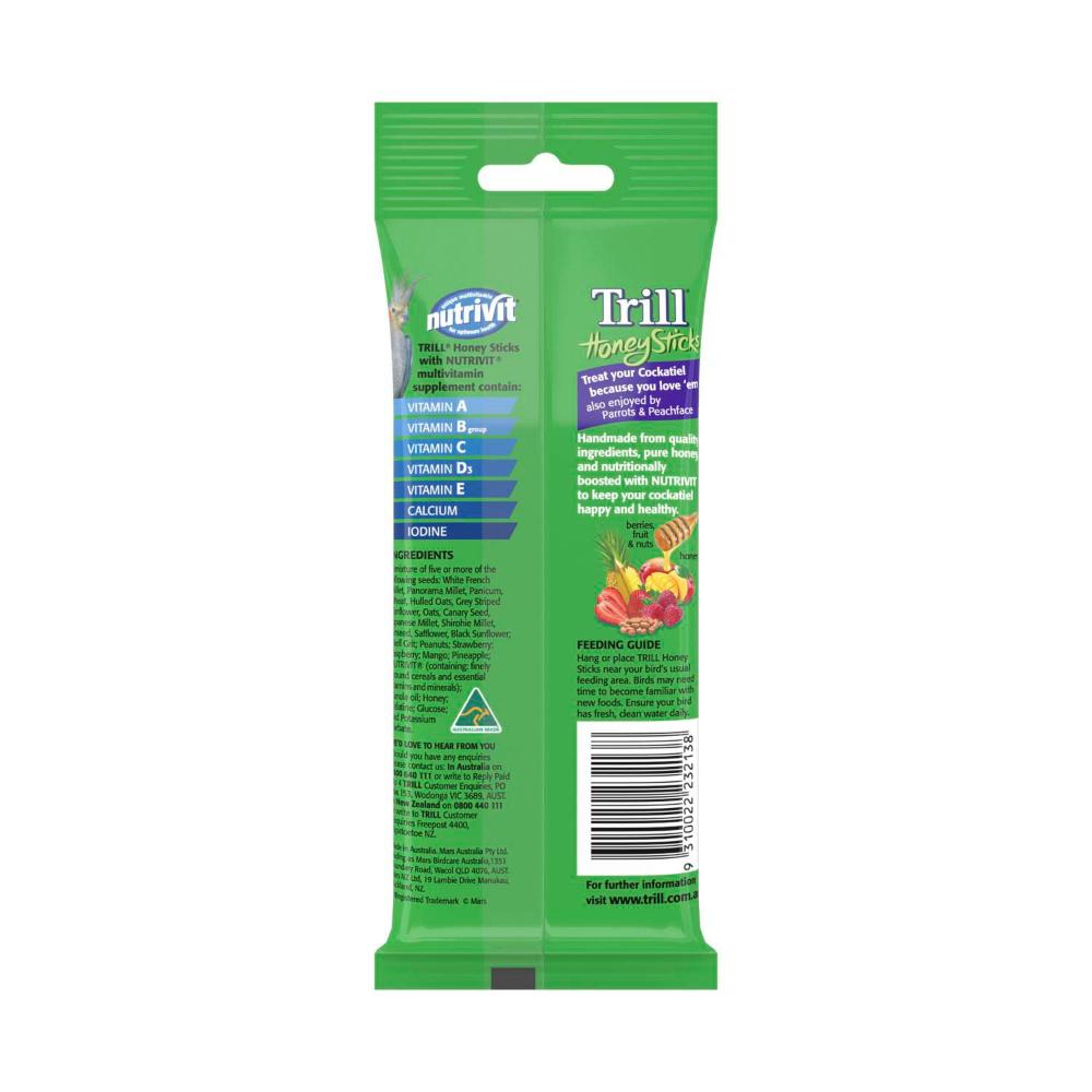 Trill Honey Sticks for Cockatiels Variety Pack Bird Treat - 3 pack